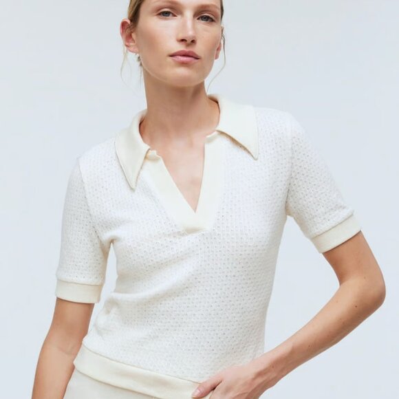 Madewell Collared Pointelle Sweater Tee Size small - Picture 2 of 7